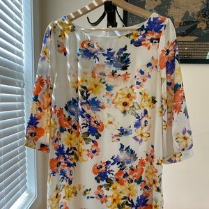 White floral shift dress